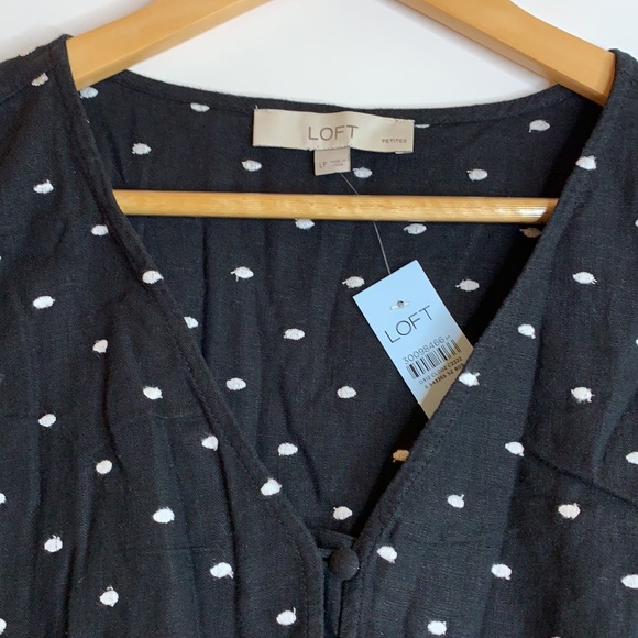 Loft Women’s Black and White Embroidered Dot Shirt - Picture 3 of 11